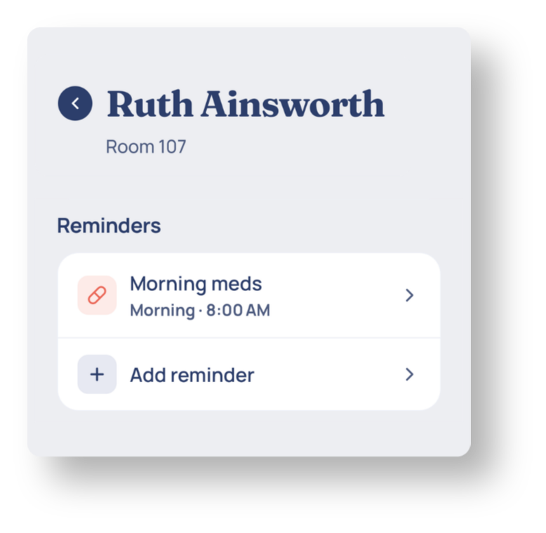 Reminders set up on a resident's profile
