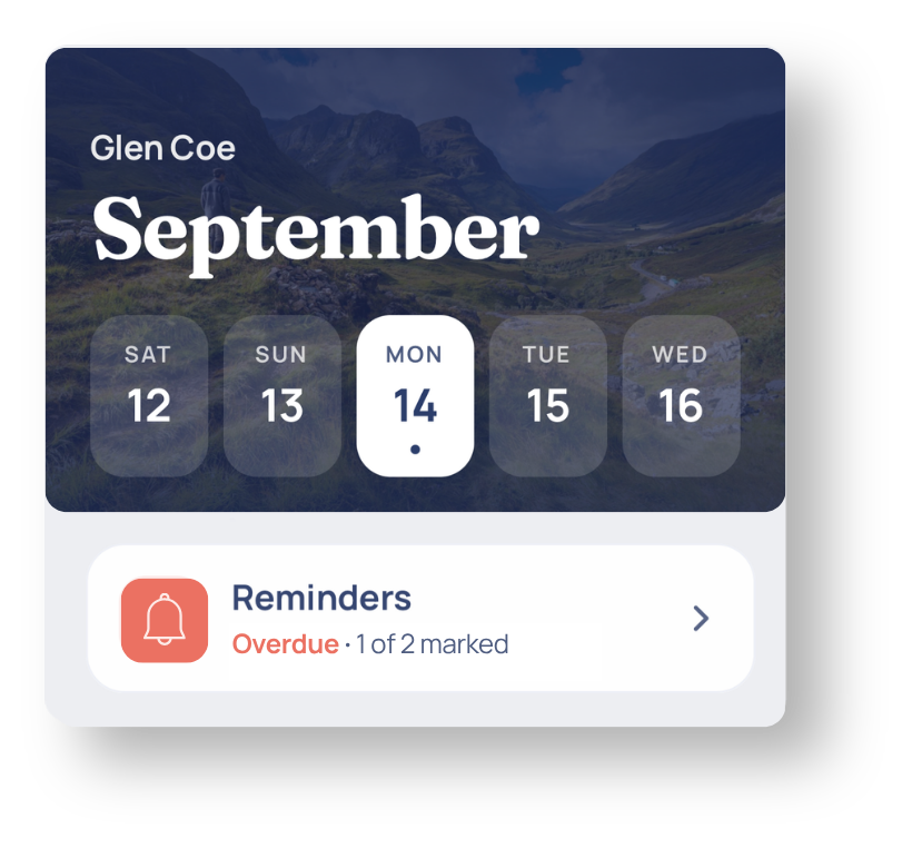 Today's reminders grouped on the home screen